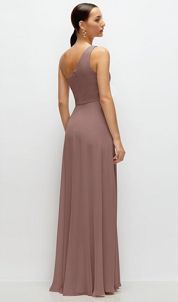 Back View - Sienna Chiffon One-Shoulder Maxi Dress with Circle Skirt