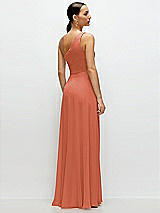 Rear View Thumbnail - Terracotta Copper Chiffon One-Shoulder Maxi Dress with Circle Skirt