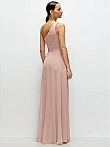 Rear View Thumbnail - Toasted Sugar Chiffon One-Shoulder Maxi Dress with Circle Skirt