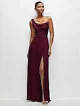 Front View Thumbnail - Cabernet Chiffon One-Shoulder Maxi Dress with Draped Cowl Neckline