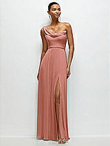 Front View Thumbnail - Desert Rose Chiffon One-Shoulder Maxi Dress with Draped Cowl Neckline