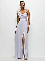 Front View Thumbnail - Silver Dove Chiffon One-Shoulder Maxi Dress with Draped Cowl Neckline