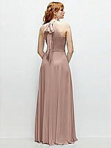 Rear View Thumbnail - Neu Nude Shirred Halter Chiffon Maxi Dress with Back Sash-Tie Closure