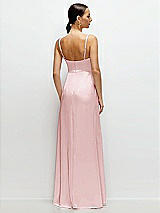 Rear View Thumbnail - Ballet Pink Cowl Neck Satin Maxi Dress with Adjustable Spaghetti Straps