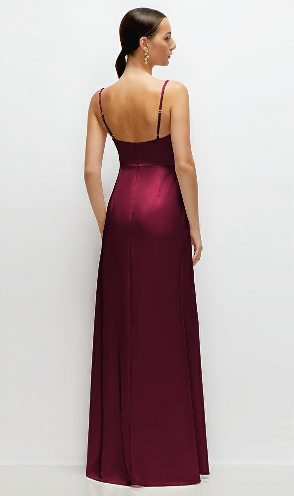 Back View - Cabernet Cowl Neck Satin Maxi Dress with Adjustable Spaghetti Straps