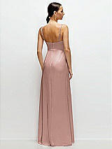 Rear View Thumbnail - Neu Nude Cowl Neck Satin Maxi Dress with Adjustable Spaghetti Straps