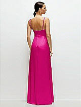 Rear View Thumbnail - Think Pink Cowl Neck Satin Maxi Dress with Adjustable Spaghetti Straps