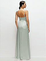 Rear View Thumbnail - Willow Green Cowl Neck Satin Maxi Dress with Adjustable Spaghetti Straps