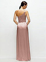 Rear View Thumbnail - Neu Nude Pleated One-Shoulder Satin Maxi Dress with A-Line Skirt