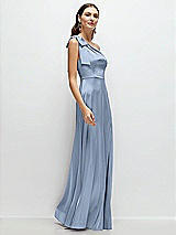 Side View Thumbnail - Cloudy Bow One-Shoulder Fluid Satin Maxi Dress with Full Skirt