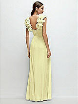 Rear View Thumbnail - Butter Yellow Dramatic Ruffle Edge Strap Chiffon Maxi Dress