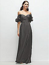 Alt View 1 Thumbnail - Caviar Gray Dramatic Ruffle Edge Strap Chiffon Maxi Dress