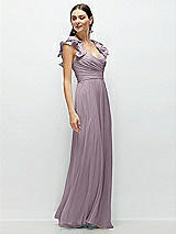 Side View Thumbnail - Lilac Dusk Dramatic Ruffle Edge Strap Chiffon Maxi Dress