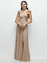 Front View Thumbnail - Topaz Dramatic Ruffle Edge Strap Chiffon Maxi Dress