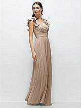 Side View Thumbnail - Topaz Dramatic Ruffle Edge Strap Chiffon Maxi Dress