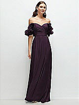 Alt View 1 Thumbnail - Aubergine Dramatic Ruffle Edge Strap Chiffon Maxi Dress