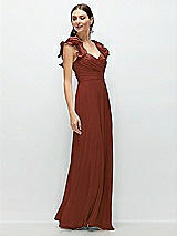 Side View Thumbnail - Auburn Moon Dramatic Ruffle Edge Strap Chiffon Maxi Dress