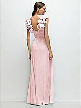 Rear View Thumbnail - Ballet Pink Dramatic Ruffle Edge Strap Chiffon Maxi Dress