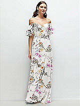 Alt View 1 Thumbnail - Butterfly Botanica Ivory Dramatic Ruffle Edge Strap Chiffon Maxi Dress