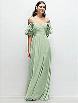 Alt View 1 Thumbnail - Celadon Dramatic Ruffle Edge Strap Chiffon Maxi Dress