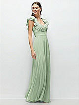 Side View Thumbnail - Celadon Dramatic Ruffle Edge Strap Chiffon Maxi Dress