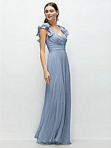 Side View Thumbnail - Cloudy Dramatic Ruffle Edge Strap Chiffon Maxi Dress