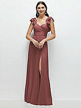 Front View Thumbnail - English Rose Dramatic Ruffle Edge Strap Chiffon Maxi Dress