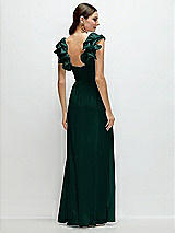 Rear View Thumbnail - Evergreen Dramatic Ruffle Edge Strap Chiffon Maxi Dress