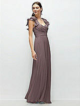 Side View Thumbnail - French Truffle Dramatic Ruffle Edge Strap Chiffon Maxi Dress