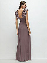 Rear View Thumbnail - French Truffle Dramatic Ruffle Edge Strap Chiffon Maxi Dress