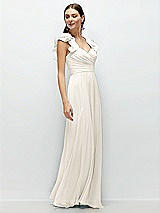 Side View Thumbnail - Ivory Dramatic Ruffle Edge Strap Chiffon Maxi Dress