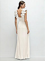 Rear View Thumbnail - Ivory Dramatic Ruffle Edge Strap Chiffon Maxi Dress