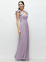 Side View Thumbnail - Lilac Haze Dramatic Ruffle Edge Strap Chiffon Maxi Dress