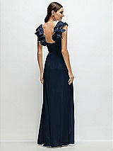 Rear View Thumbnail - Midnight Navy Dramatic Ruffle Edge Strap Chiffon Maxi Dress