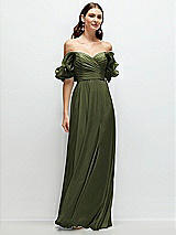 Alt View 1 Thumbnail - Olive Green Dramatic Ruffle Edge Strap Chiffon Maxi Dress