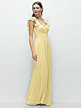 Side View Thumbnail - Pale Yellow Dramatic Ruffle Edge Strap Chiffon Maxi Dress