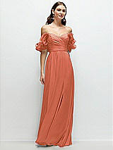 Alt View 1 Thumbnail - Terracotta Copper Dramatic Ruffle Edge Strap Chiffon Maxi Dress