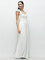 Side View Thumbnail - White Dramatic Ruffle Edge Strap Chiffon Maxi Dress