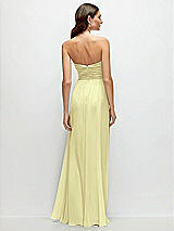 Rear View Thumbnail - Butter Yellow Strapless Pleated Surplice Chiffon Maxi Dress with A-Line Skirt