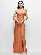 Alt View 1 Thumbnail - Sweet Melon Strapless Pleated Surplice Chiffon Maxi Dress with A-Line Skirt