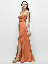 Side View Thumbnail - Sweet Melon Strapless Pleated Surplice Chiffon Maxi Dress with A-Line Skirt