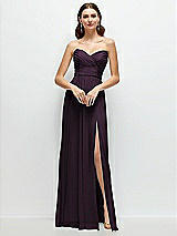 Alt View 1 Thumbnail - Aubergine Strapless Pleated Surplice Chiffon Maxi Dress with A-Line Skirt