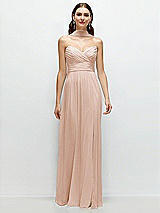 Front View Thumbnail - Cameo Strapless Pleated Surplice Chiffon Maxi Dress with A-Line Skirt