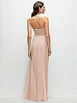 Rear View Thumbnail - Cameo Strapless Pleated Surplice Chiffon Maxi Dress with A-Line Skirt