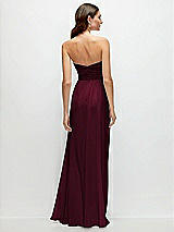 Rear View Thumbnail - Cabernet Strapless Pleated Surplice Chiffon Maxi Dress with A-Line Skirt