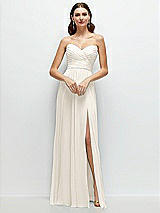 Alt View 1 Thumbnail - Ivory Strapless Pleated Surplice Chiffon Maxi Dress with A-Line Skirt