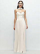 Front View Thumbnail - Ivory Strapless Pleated Surplice Chiffon Maxi Dress with A-Line Skirt