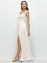 Side View Thumbnail - Ivory Strapless Pleated Surplice Chiffon Maxi Dress with A-Line Skirt