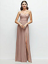 Alt View 1 Thumbnail - Neu Nude Strapless Pleated Surplice Chiffon Maxi Dress with A-Line Skirt