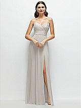 Alt View 1 Thumbnail - Oyster Strapless Pleated Surplice Chiffon Maxi Dress with A-Line Skirt